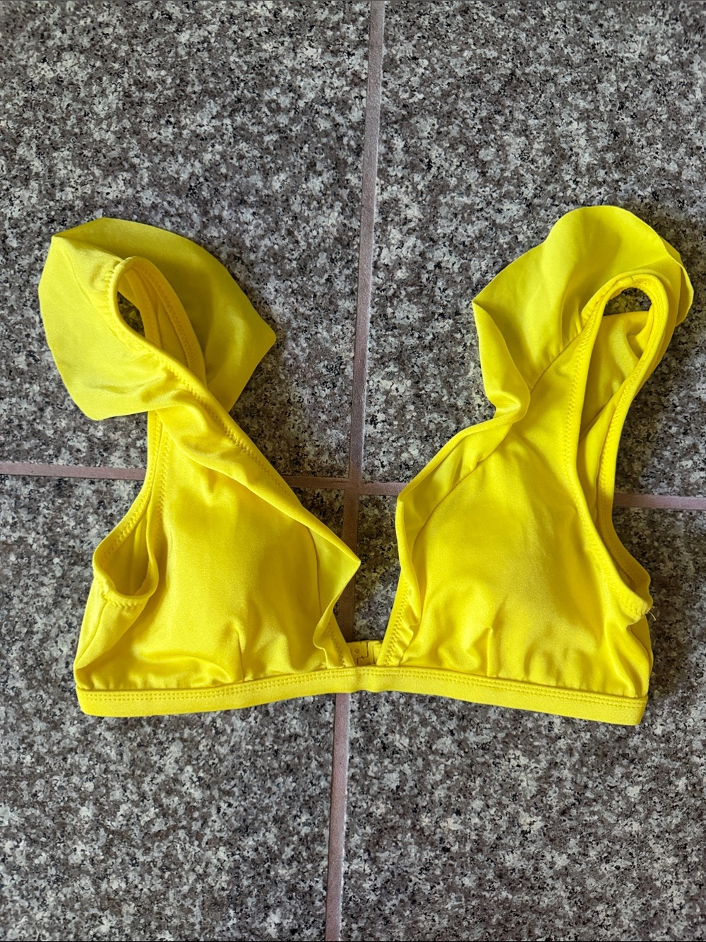 Neon Yellow Ruffle Bikini Top